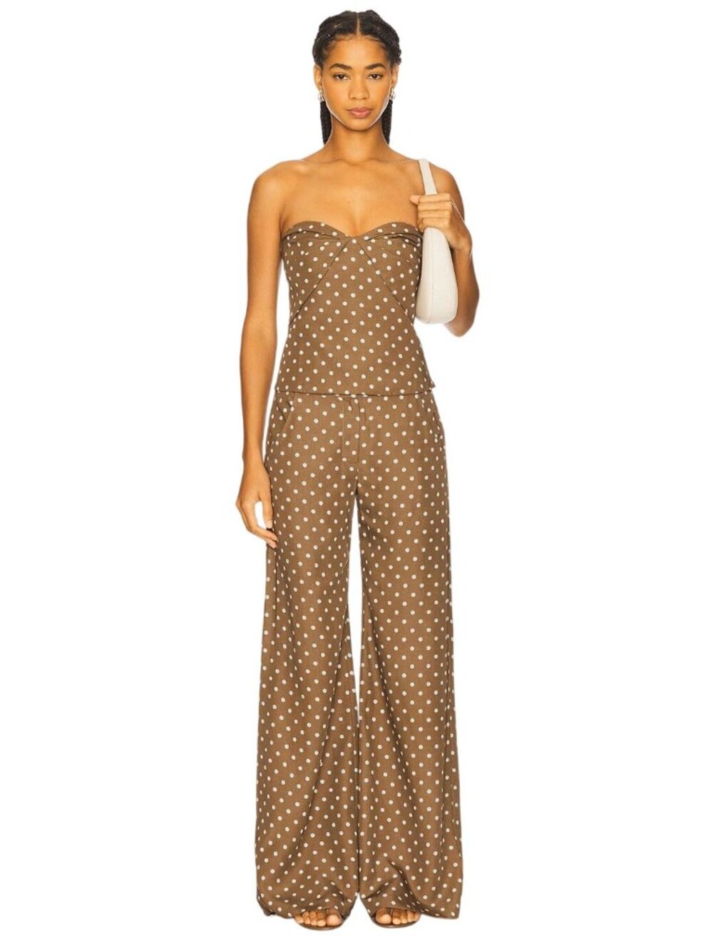 Amanda Uprichard x REVOLVE Soho Top in Chocolate Brown Polka Dot X-Small Womens - Picture 8 of 8